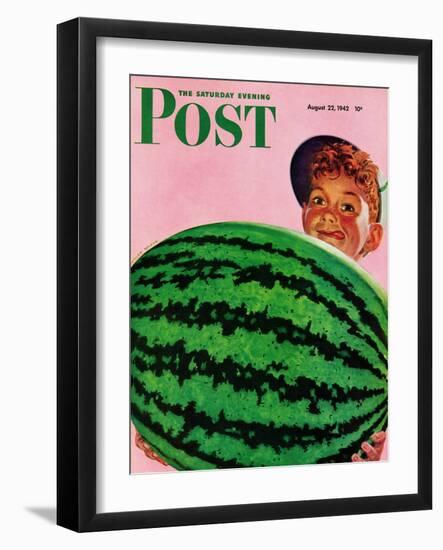 "Big Watermelon," Saturday Evening Post Cover, August 22, 1942-Charles Kaiser-Framed Giclee Print