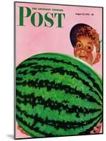 "Big Watermelon," Saturday Evening Post Cover, August 22, 1942-Charles Kaiser-Mounted Giclee Print