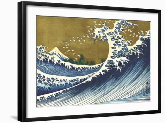 Big Wave (from 100 views of Mt. Fuji)-Katsushika Hokusai-Framed Art Print