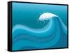 Big Wave In Ocean.Water Background-GeraKTV-Framed Stretched Canvas