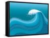 Big Wave In Ocean.Water Background-GeraKTV-Framed Stretched Canvas