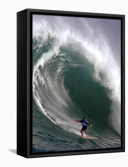 Big Wave Surfing, Waimea Bay, Hawaii-Ronen Zilberman-Framed Stretched Canvas