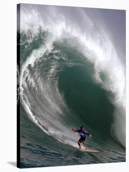 Big Wave Surfing, Waimea Bay, Hawaii-Ronen Zilberman-Stretched Canvas