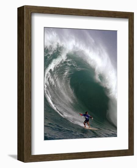 Big Wave Surfing, Waimea Bay, Hawaii-Ronen Zilberman-Framed Photographic Print