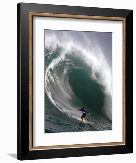 Big Wave Surfing, Waimea Bay, Hawaii-Ronen Zilberman-Framed Photographic Print