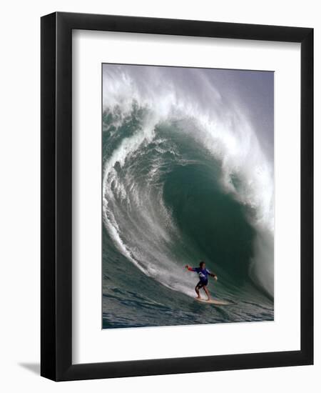 Big Wave Surfing, Waimea Bay, Hawaii-Ronen Zilberman-Framed Photographic Print