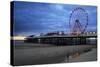 Big Wheel and Amusements on Central Pier at Sunset with Young Women Looking On, Lancashire, England-Rosemary Calvert-Stretched Canvas