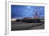 Big Wheel and Amusements on Central Pier at Sunset with Young Women Looking On, Lancashire, England-Rosemary Calvert-Framed Photographic Print