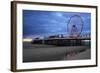 Big Wheel and Amusements on Central Pier at Sunset with Young Women Looking On, Lancashire, England-Rosemary Calvert-Framed Photographic Print