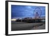 Big Wheel and Amusements on Central Pier at Sunset with Young Women Looking On, Lancashire, England-Rosemary Calvert-Framed Photographic Print