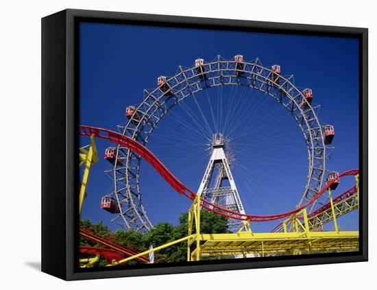 Big Wheel with Roller Coaster, Prater, Vienna, Austria, Europe-Jean Brooks-Framed Stretched Canvas