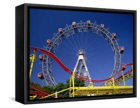 Big Wheel with Roller Coaster, Prater, Vienna, Austria, Europe-Jean Brooks-Framed Stretched Canvas