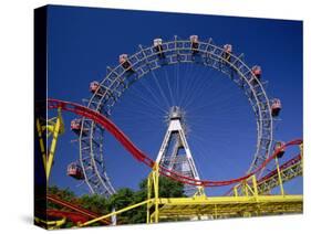 Big Wheel with Roller Coaster, Prater, Vienna, Austria, Europe-Jean Brooks-Stretched Canvas