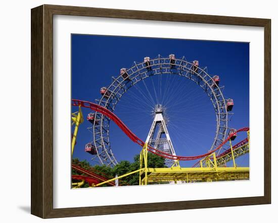 Big Wheel with Roller Coaster, Prater, Vienna, Austria, Europe-Jean Brooks-Framed Photographic Print