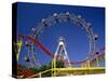 Big Wheel with Roller Coaster, Prater, Vienna, Austria, Europe-Jean Brooks-Stretched Canvas