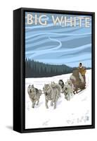 Big White - Dog Sled Scene-Lantern Press-Framed Stretched Canvas