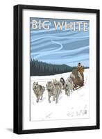 Big White - Dog Sled Scene-Lantern Press-Framed Art Print