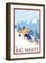 Big White - Downhill Skier-Lantern Press-Framed Art Print