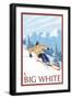 Big White - Downhill Skier-Lantern Press-Framed Art Print