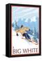 Big White - Downhill Skier-Lantern Press-Framed Stretched Canvas