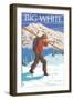 Big White - Skier Carrying-Lantern Press-Framed Art Print