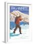 Big White - Skier Carrying-Lantern Press-Framed Art Print