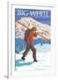 Big White - Skier Carrying-Lantern Press-Framed Art Print