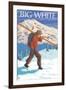 Big White - Skier Carrying-Lantern Press-Framed Art Print