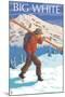 Big White - Skier Carrying-Lantern Press-Mounted Art Print