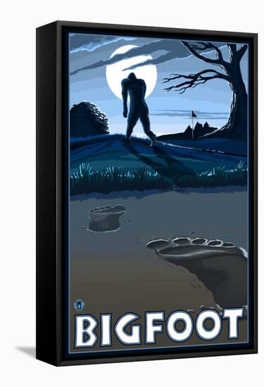 Bigfoot at Night-Lantern Press-Framed Stretched Canvas