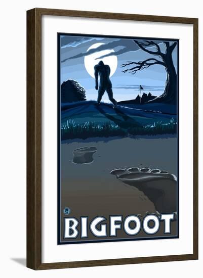 Bigfoot at Night-Lantern Press-Framed Art Print