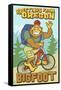 Bigfoot Bicyle in Oregon-Lantern Press-Framed Stretched Canvas