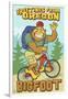 Bigfoot Bicyle in Oregon-Lantern Press-Framed Art Print