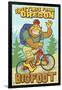 Bigfoot Bicyle in Oregon-Lantern Press-Framed Art Print
