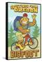 Bigfoot Bicyle in Oregon-Lantern Press-Framed Stretched Canvas