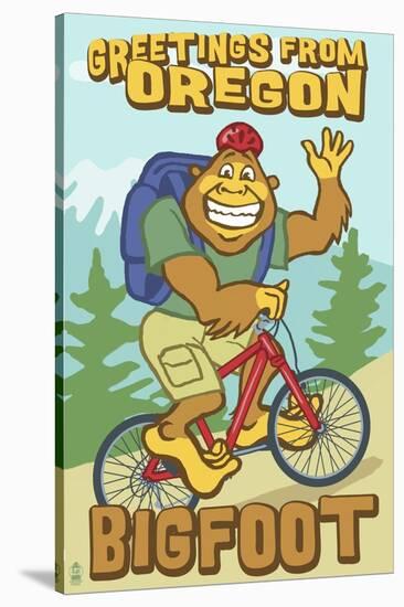 Bigfoot Bicyle in Oregon-Lantern Press-Stretched Canvas