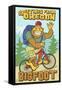 Bigfoot Bicyle in Oregon-Lantern Press-Framed Stretched Canvas