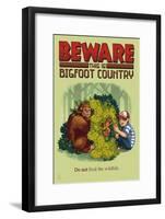 Bigfoot Country - Do Not Feed the Wildlife-Lantern Press-Framed Art Print