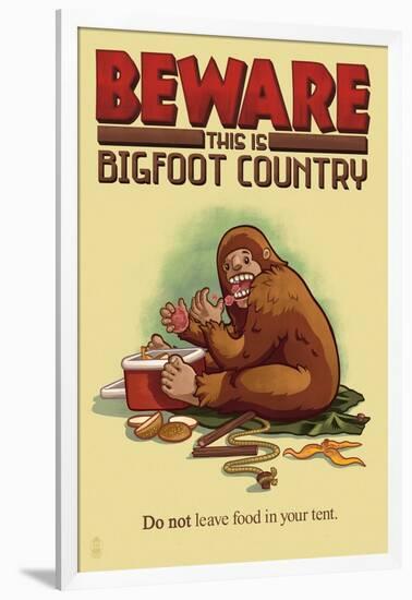 Bigfoot Country - Don't Leave Food in Tent-Lantern Press-Framed Art Print