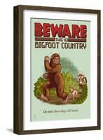 Bigfoot Country - No Dogs Off Leash-Lantern Press-Framed Art Print