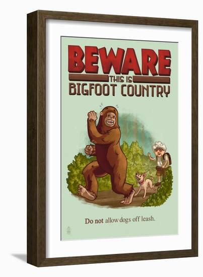 Bigfoot Country - No Dogs Off Leash-Lantern Press-Framed Art Print