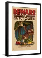 Bigfoot Country - Secure Food Out of Reach-Lantern Press-Framed Art Print