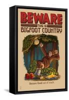 Bigfoot Country - Secure Food Out of Reach-Lantern Press-Framed Stretched Canvas