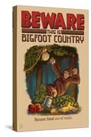 Bigfoot Country - Secure Food Out of Reach-Lantern Press-Stretched Canvas