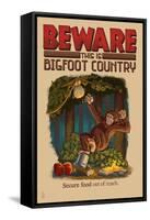 Bigfoot Country - Secure Food Out of Reach-Lantern Press-Framed Stretched Canvas