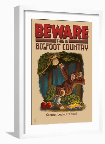 Bigfoot Country - Secure Food Out of Reach-Lantern Press-Framed Art Print