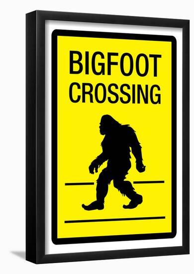 Bigfoot Crossing Sign Art Poster Print-null-Framed Poster