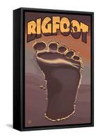 Bigfoot Footprint-Lantern Press-Framed Stretched Canvas
