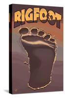 Bigfoot Footprint-Lantern Press-Stretched Canvas