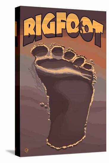 Bigfoot Footprint-Lantern Press-Stretched Canvas